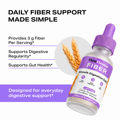 FlowCleanse FIBER Liquid Drops 60ml – Daily Fiber Support – Gut Health & Regularity Drops – Smooth Digestion Formula