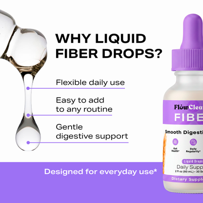 FlowCleanse FIBER Liquid Drops 60ml – Daily Fiber Support – Gut Health & Regularity Drops – Smooth Digestion Formula