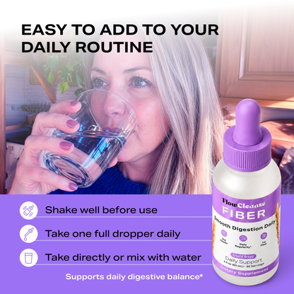FlowCleanse FIBER Liquid Drops 60ml – Daily Fiber Support – Gut Health & Regularity Drops – Smooth Digestion Formula