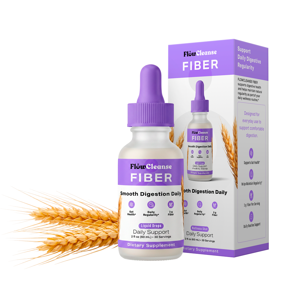 FlowCleanse FIBER Liquid Drops 60ml – Daily Fiber Support – Gut Health & Regularity Drops – Smooth Digestion Formula