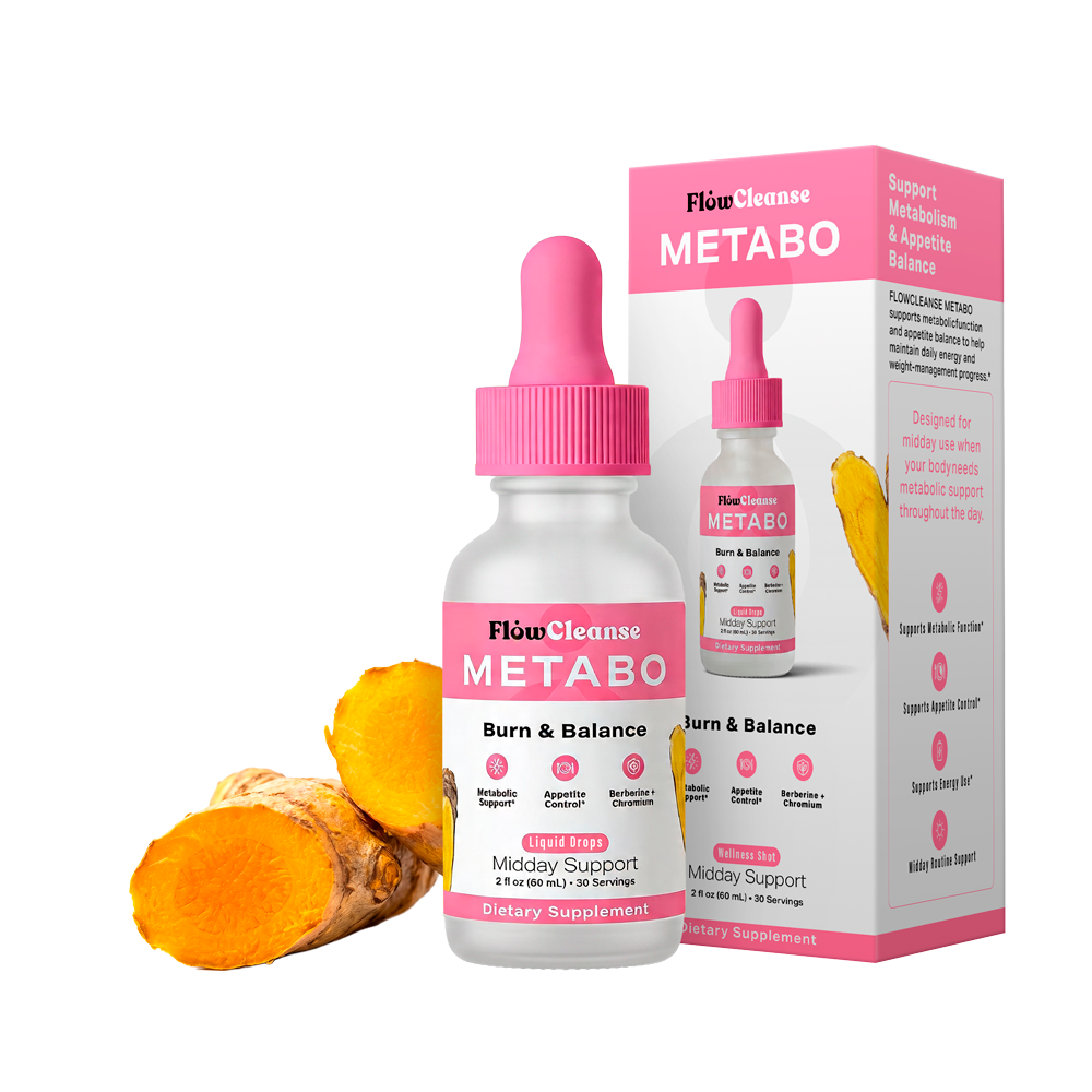 FlowCleanse METABO Liquid Drops 60ml – Metabolism Support Drops – Burn & Balance Formula – Energy, Appetite & Weight Management Support